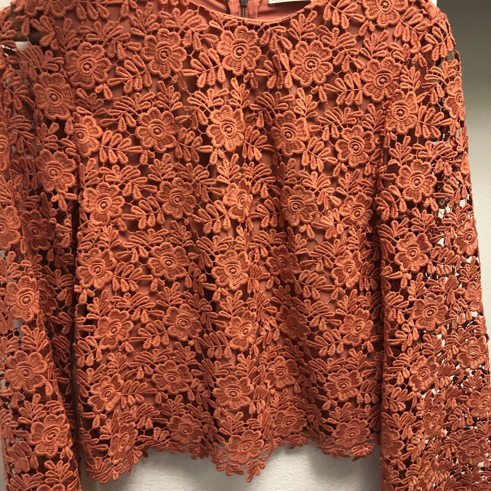 Alice + Olivia Peach Lace Top